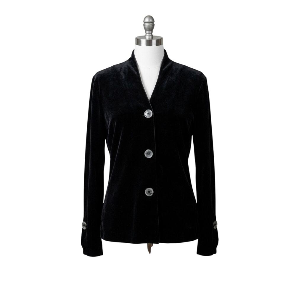Harve Benard Vintage Black Velvet Blazer Jacket Cardigan Medium 90s Whimsigoth